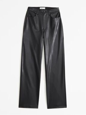 Abercrombie & Fitch Black Leather Ankle Straight Ultra High Rise Pants 26/2L